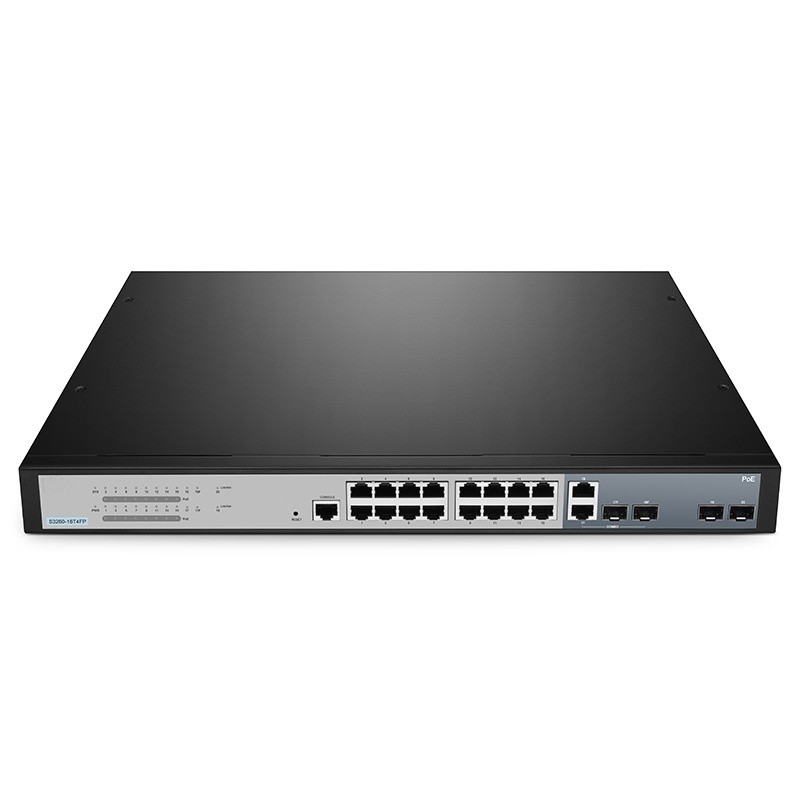 S3260-16T4FP, 16-Port Gigabit Ethernet L2+ PoE+ Switch, 16 x PoE+ Ports @250W, with 2 x 1Gb SFP Uplinks and 2 x Combo SF