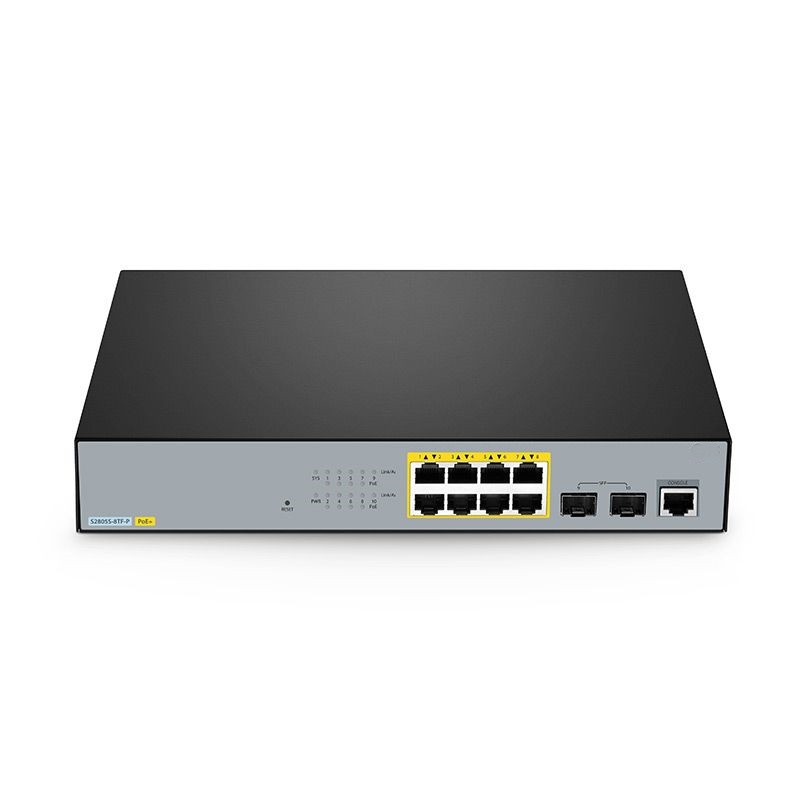 S2805S-8TF-P, 8-Port Gigabit Ethernet L2 PoE+ Switch, 8 x PoE+ Ports @140W, with 2 x 1Gb SFP Uplinks