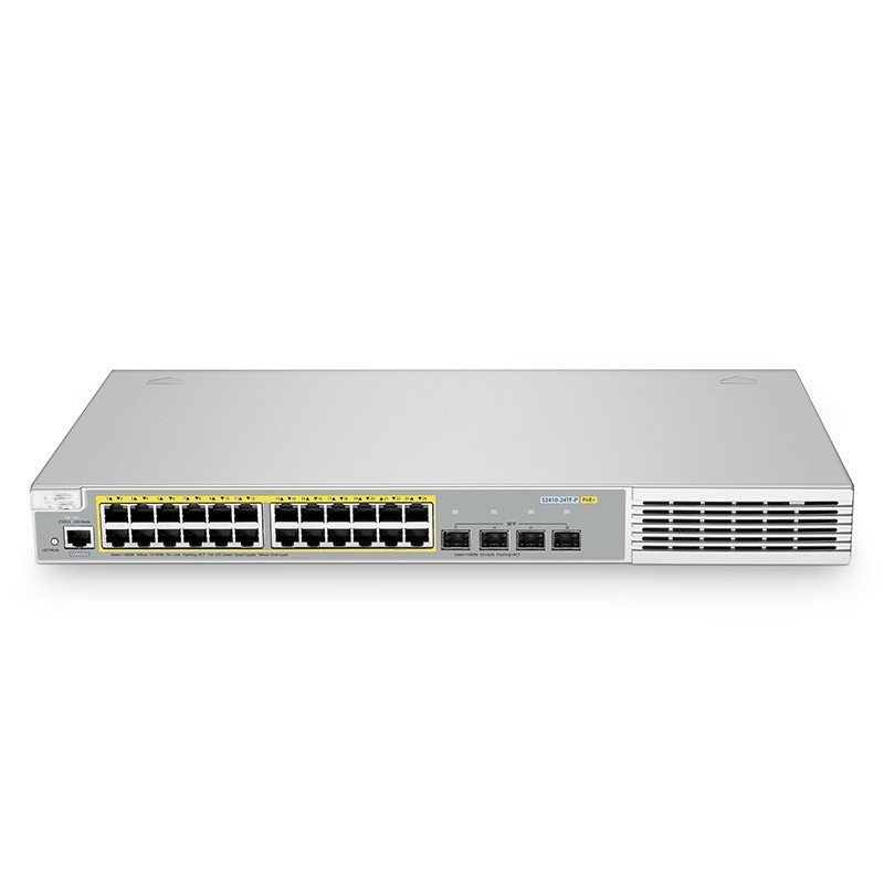 S3410-24TF-P, 24-Port Ethernet L2+ PoE+ Switch, 24 x PoE+ Ports @370W, with 4 x 1Gb SFP Uplinks, Broadcom Chip