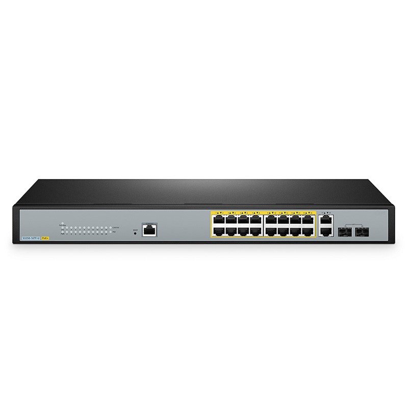 S3250-16TF-U, 16-Port Gigabit Ethernet L2+ PoE+ Switch, 16 x PoE+ Ports @230W, with 2 x 1Gb RJ45, 2 x 1Gb SFP Uplinks