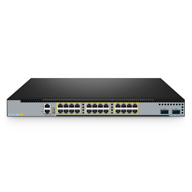 S5850-24XMG-U, 24-Port Ethernet L3 PoE++ Switch, 24 x PoE++ Ports @1000W, with 2 x 100Gb QSFP28, Support MPLS&MLAG