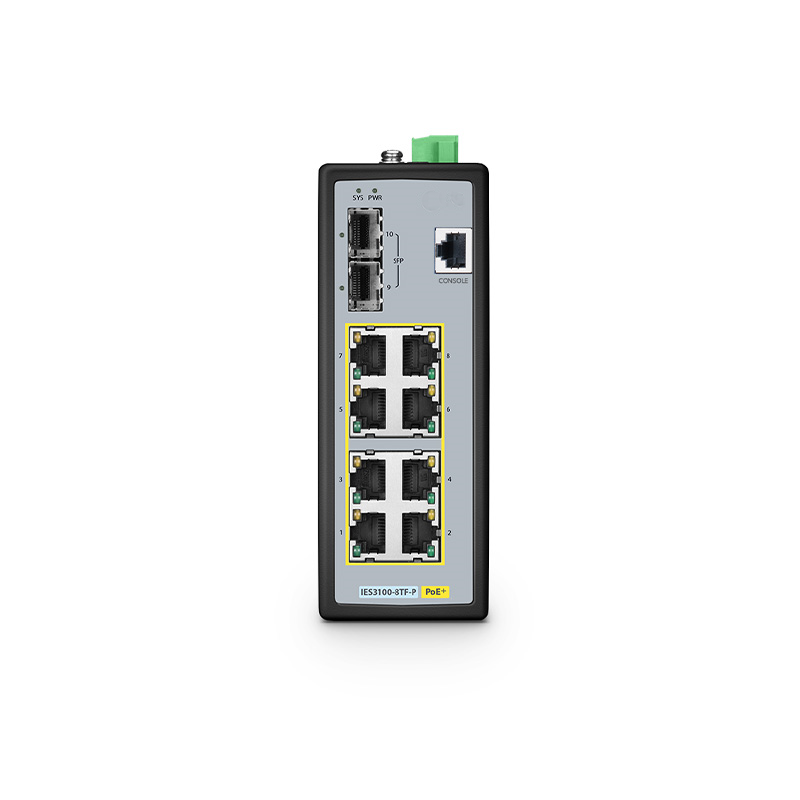 IES3100-8TF-P, 8-Port Gigabit Ethernet L2+ Managed Industrial PoE+ Switch, 8 x PoE+ Ports @240W, with 2 x 1/2.5Gb SFP, -