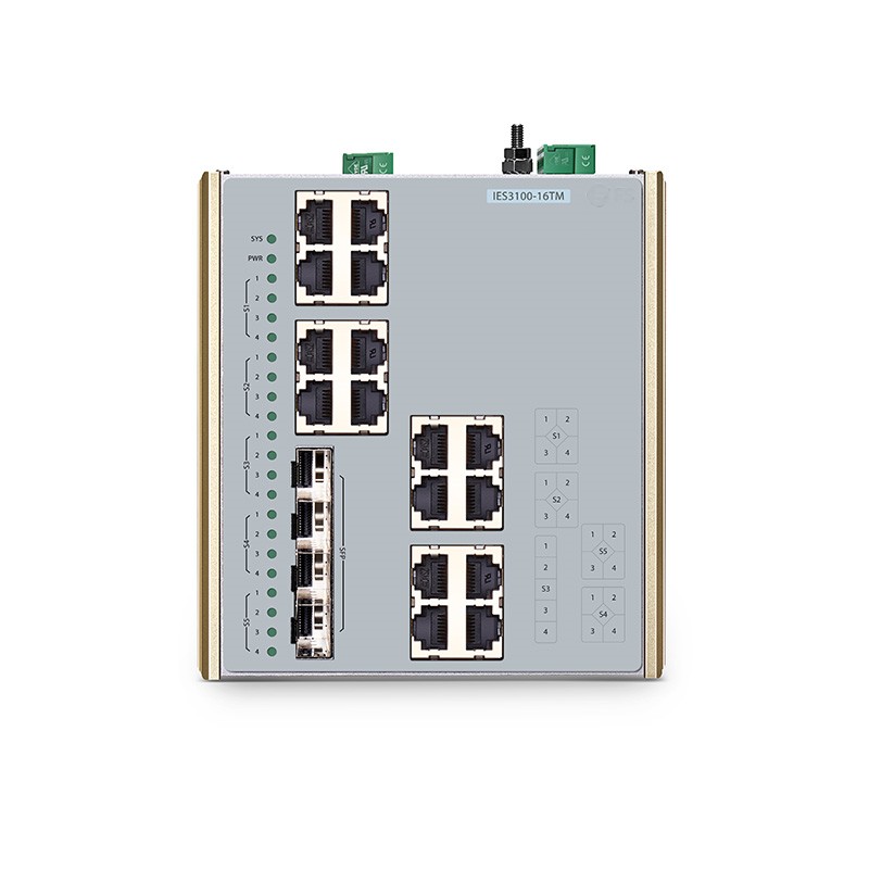 IES3100-16TM, 20-Port Gigabit Ethernet L2 Managed Industrial Switch, 16 x 10/100/1000BASE-T, with 4 x 1G/2.5G SFP , -40 