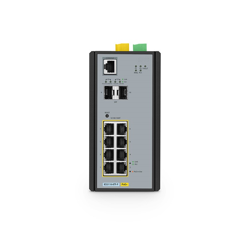 IES3110-8TF-P, 8-Port Gigabit Ethernet L2+ Managed Industrial PoE+ Switch, 8 x PoE+ Ports @240W, with 2 x 1/2.5Gb SFP, -